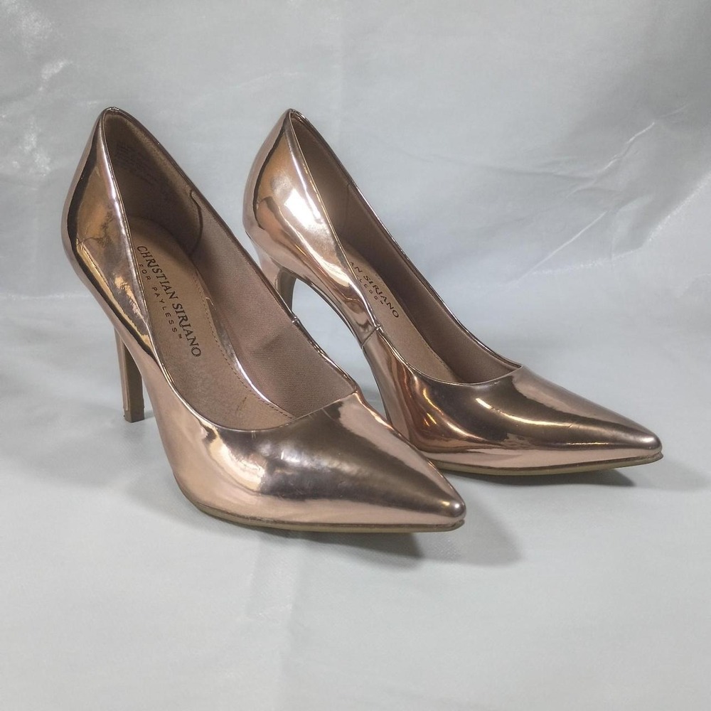 Christian Siriano Rose Gold Metallic Pumps Pointed Toe Stiletto Heels